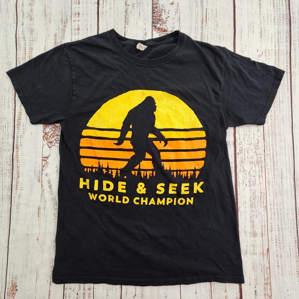 Hide & Seek World Champion Big Foot Black Short Sleeve Cotton T-Shirt Adult S